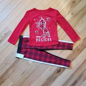 NWT Garanimals Red Buffalo Plaid Unicorn Long Sleeve T & Pants